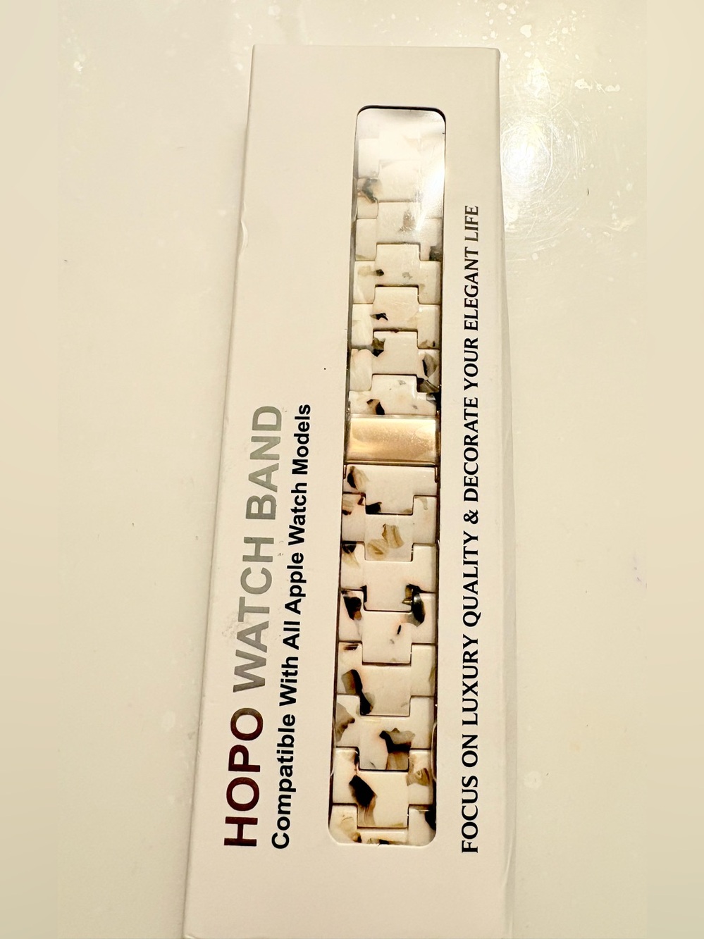 HOPO Marble Resin Watch Band - White & Gold Accent - 38/40/41mm